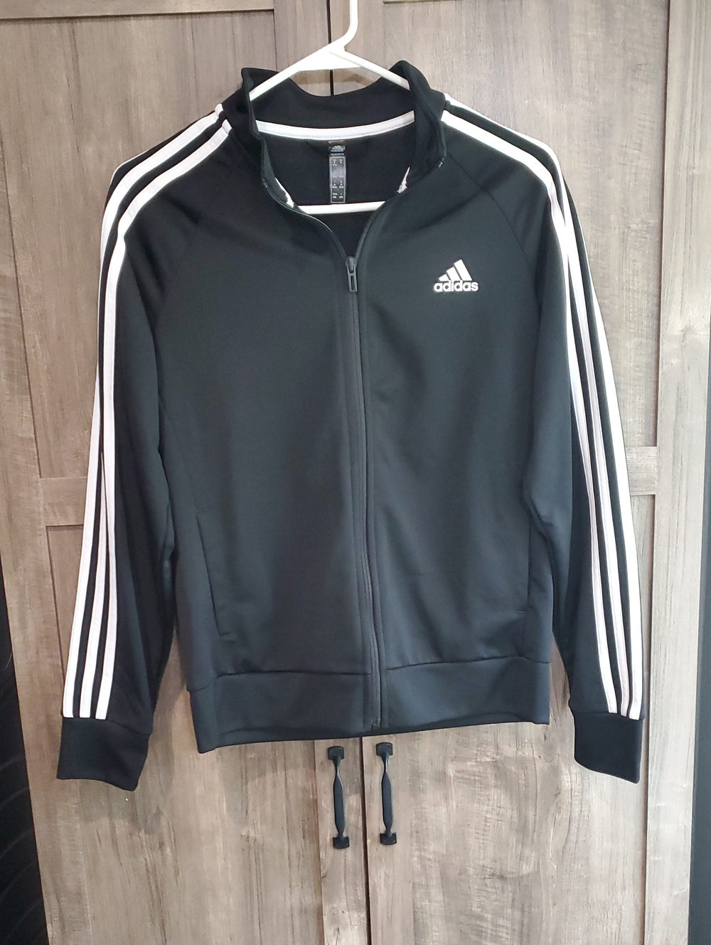 adidas Black Performance Track Jacket with White Stripes